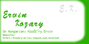 ervin kozary business card